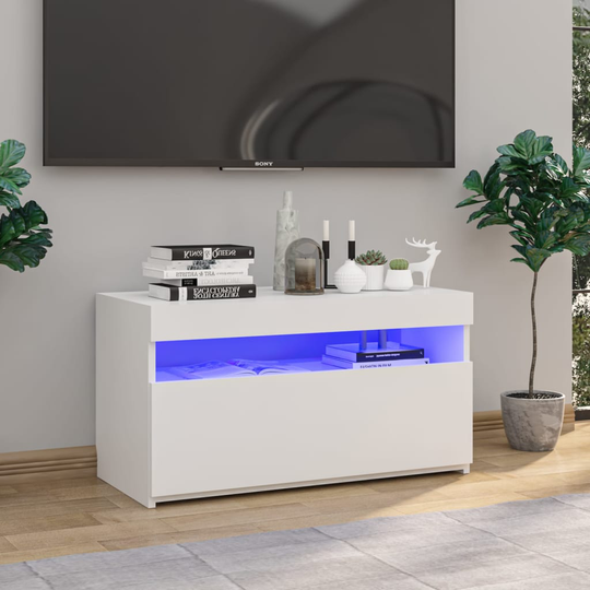 vidaXL TV-taso LED-valoilla valkoinen 75x35x40 cm