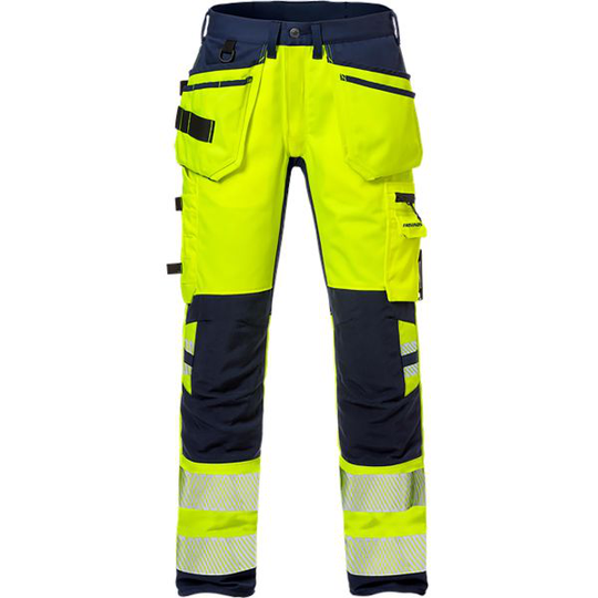 Fristads 2707 PLU Työhousut huomiokeltainen/laivastonsininen C148