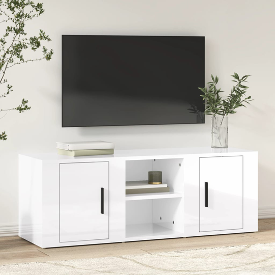 vidaXL TV-taso korkeakiilto valkoinen 100x31,5x35 cm tekninen puu