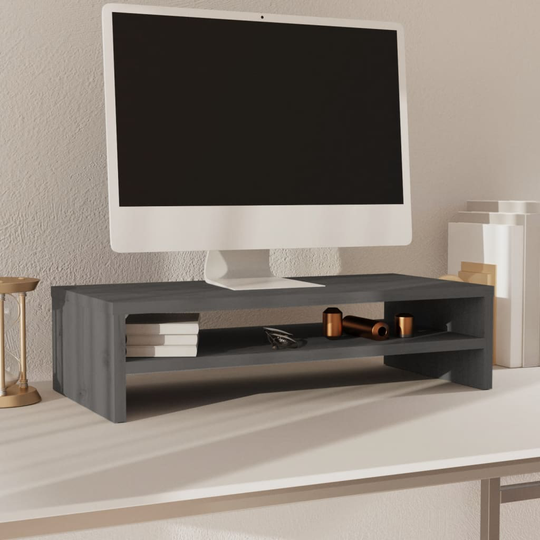 vidaXL Näyttöteline harmaa 50x24x13 cm täysi mänty