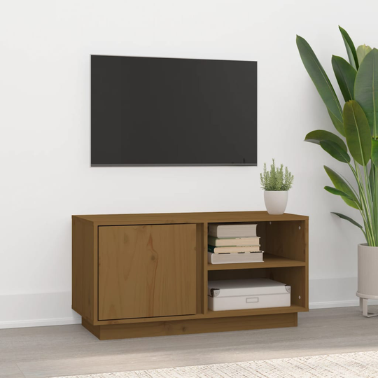 vidaXL TV-taso hunajanruskea 80x35x40,5 cm täysi mänty