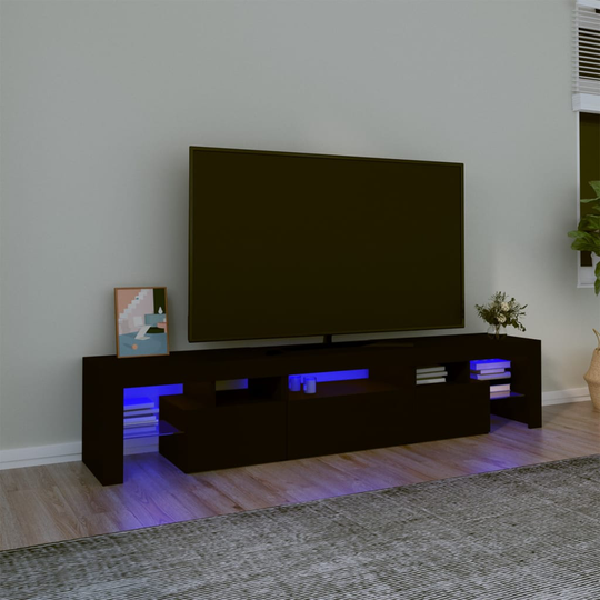 vidaXL TV-taso LED-valoilla musta 200x36,5x40 cm