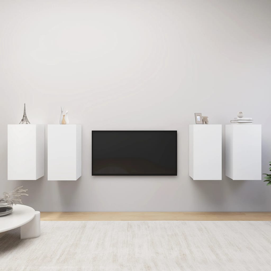 vidaXL TV-tasot 4 kpl valkoinen 30,5x30x60 cm lastulevy