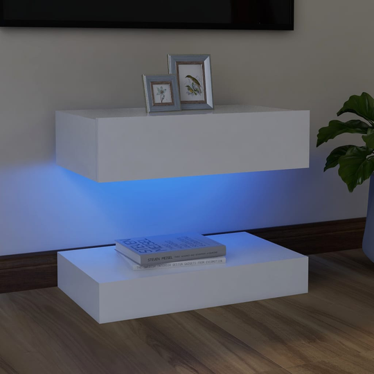 vidaXL TV-taso LED-valoilla valkoinen 60x35 cm