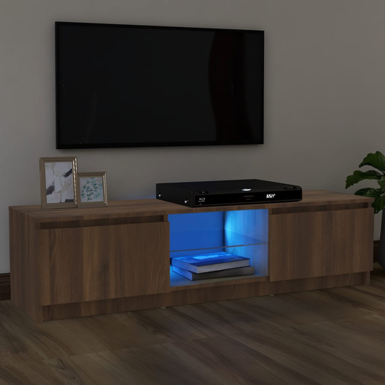 vidaXL TV-taso LED-valoilla ruskea tammi 120x30x35,5 cm