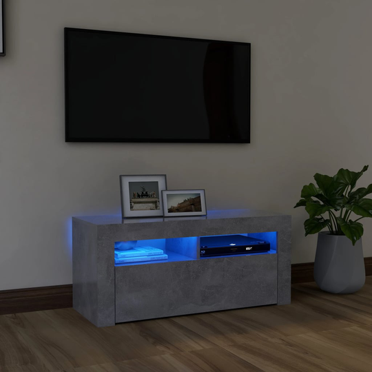 vidaXL TV-taso LED-valoilla betoninharmaa 90x35x40 cm