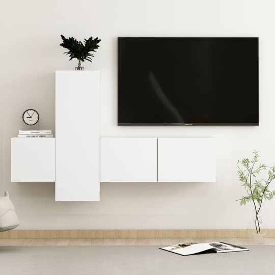 vidaXL 3-osainen TV-kaappisarja valkoinen lastulevy