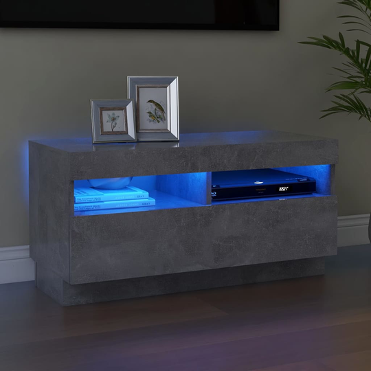 vidaXL TV-taso LED-valoilla betoninharmaa 80x35x40 cm