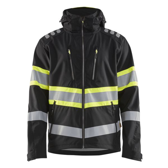 Blåkläder Stl XS Softshelltakki musta/huomiokeltainen Koko XS