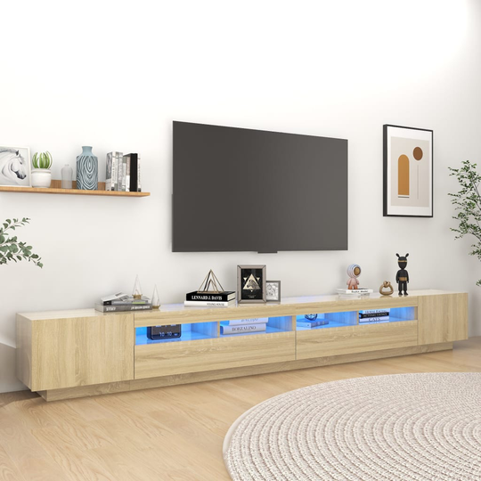 vidaXL TV-taso LED-valoilla Sonoma-tammi 300x35x40 cm