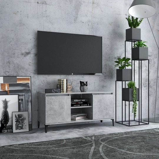 vidaXL TV-taso metallijaloilla betoninharmaa 103,5x35x50 cm
