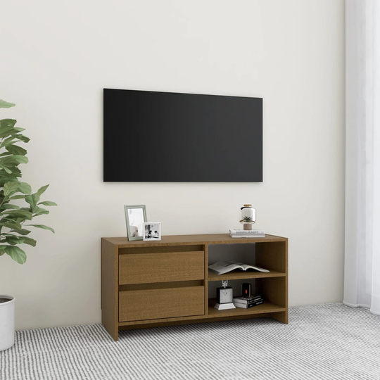 vidaXL TV-taso hunajanruskea 80x31x39 cm täysi mänty