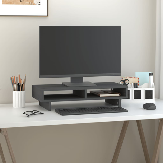 vidaXL Näyttökoroke harmaa 60x27x14 cm täysi mänty