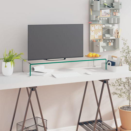 vidaXL TV-taso/Näyttöteline Kirkas lasi 90x30x13 cm