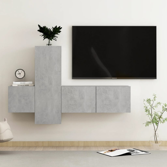 vidaXL 3-osainen TV-kaappisarja betoninharmaa lastulevy