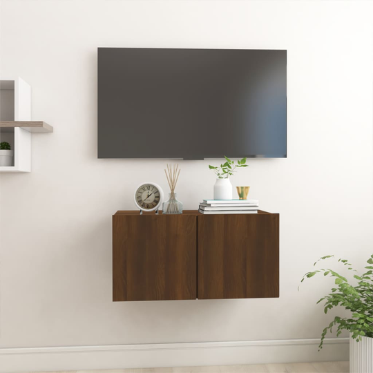 vidaXL Riippuva TV-kaappi ruskea tammi 60x30x30 cm tekninen puu