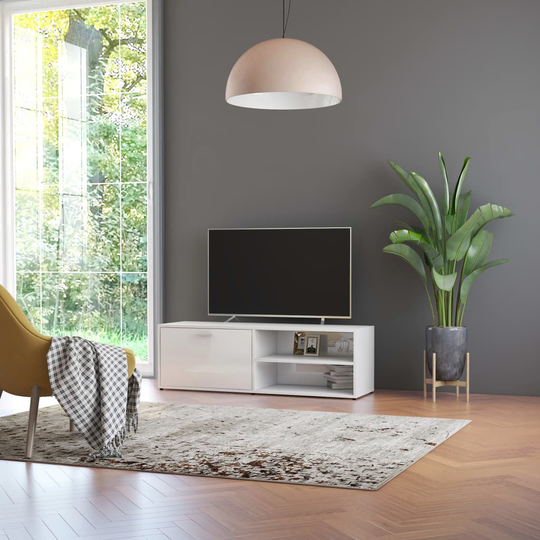 vidaXL TV-taso korkeakiilto valkoinen 120x34x37 cm lastulevy