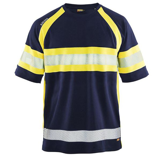 Blåkläder 333710518933XL T-paita laivastonsininen/huomiokeltainen, UV-suojattu, huomioväri Koko XL