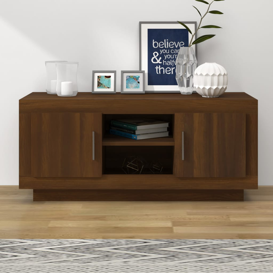 vidaXL TV-taso ruskea tammi 102x35x45 cm tekninen puu