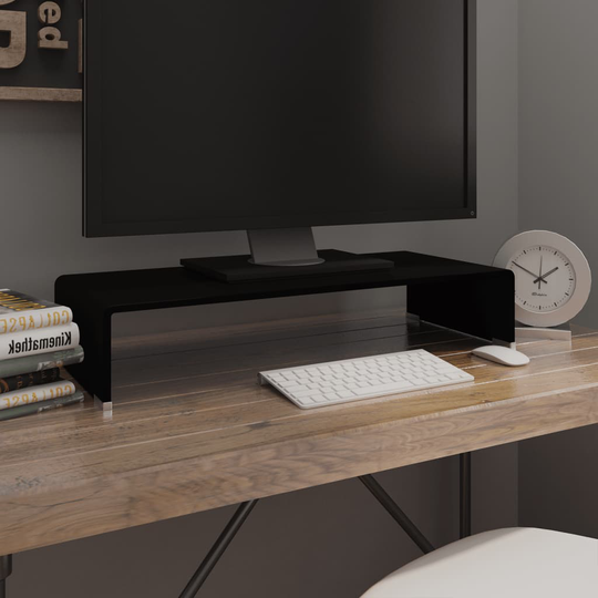 vidaXL TV-taso/Näyttöteline Musta lasi 70x30x13 cm