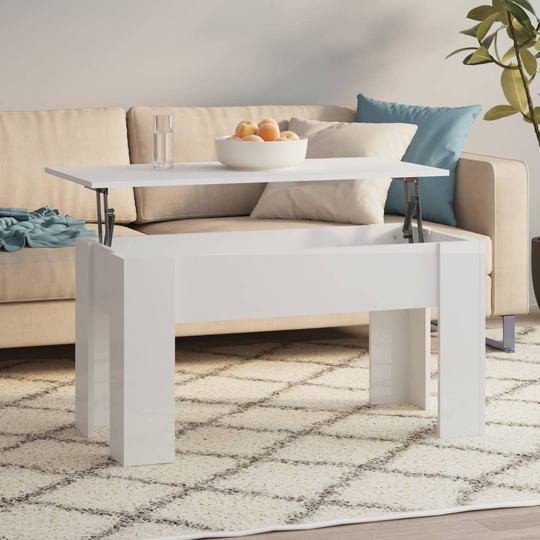 vidaXL Sohvapöytä korkeakiilto valkoinen 101x49x52 cm tekninen puu