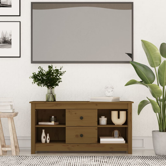 vidaXL TV-taso hunajanruskea 103x36,5x52 cm täysi mänty