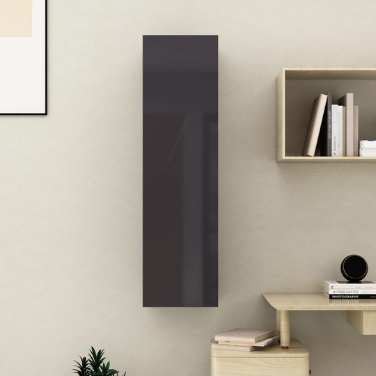 vidaXL TV-taso korkeakiilto harmaa 30,5x30x110 cm lastulevy