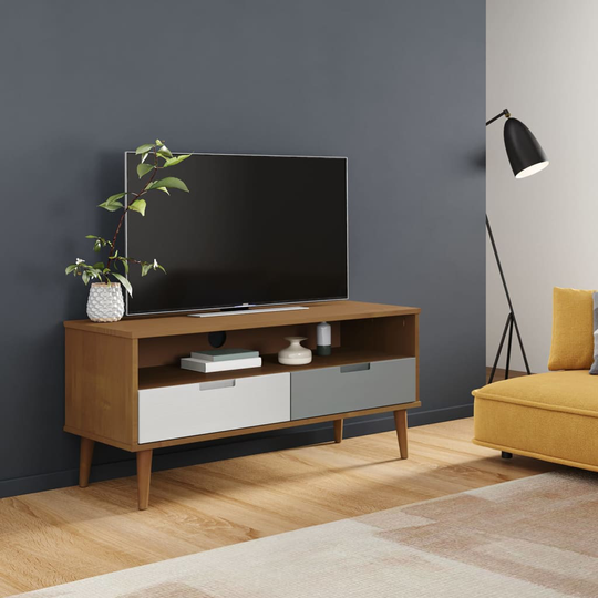 vidaXL TV-taso ruskea 160x40x49 cm täysi mänty