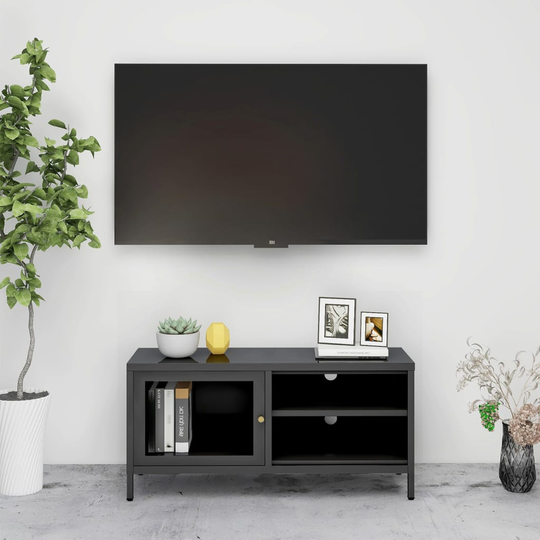 vidaXL TV-taso antrasiitti 90x30x44 cm teräs ja lasi