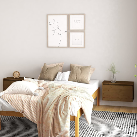 vidaXL Seinäkaapit 2 kpl hunajanruskea 60x30x35 cm täysi mänty