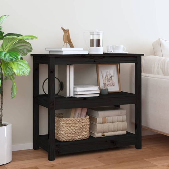vidaXL Konsolipöytä musta 80x40x74 cm täysi mänty