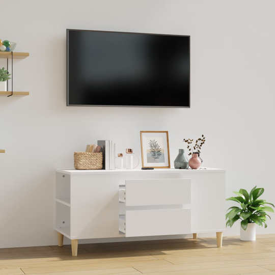 vidaXL TV-taso valkoinen 102x44,5x50 cm tekninen puu