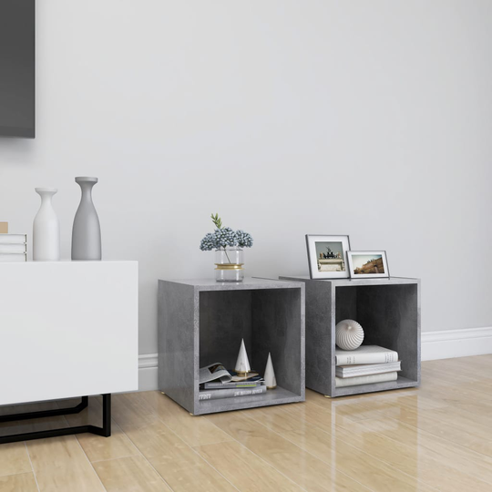 vidaXL TV-tasot 2 kpl betoninharmaa 37x35x37 cm lastulevy