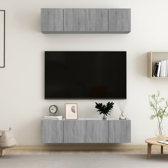 vidaXL TV-tasot 4 kpl harmaa Sonoma 60x30x30 cm tekninen puu