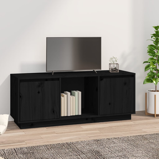 vidaXL TV-taso musta 110,5x35x44 cm täysi mänty