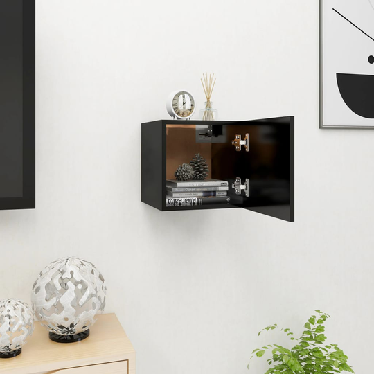 vidaXL Seinäkiinnitettävä TV-taso musta 30,5x30x30 cm