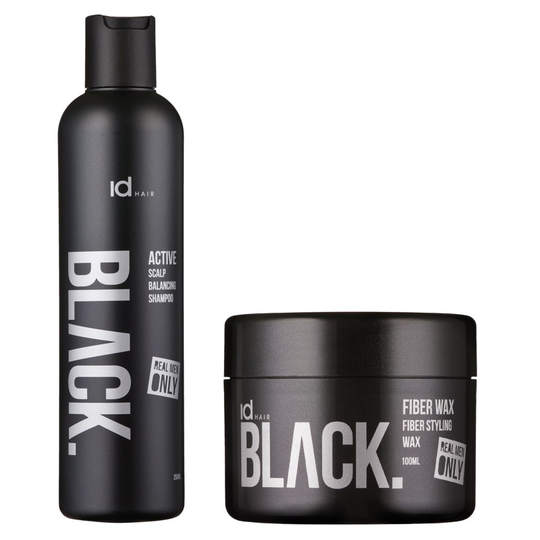 IdHAIR - Black Shampoo Active Scalp 250 ml + Black Fiber Wax 100 ml
