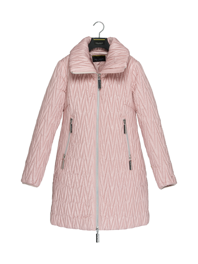 Camila winter rose stretch tikattu takki jumbo vetoketjuilla
