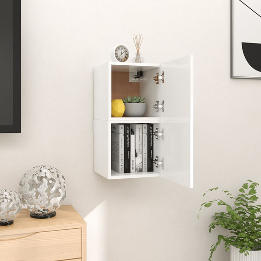 vidaXL Seinäkiinnitettävät TV-tasot 2 kpl valkoinen 30,5x30x30 cm