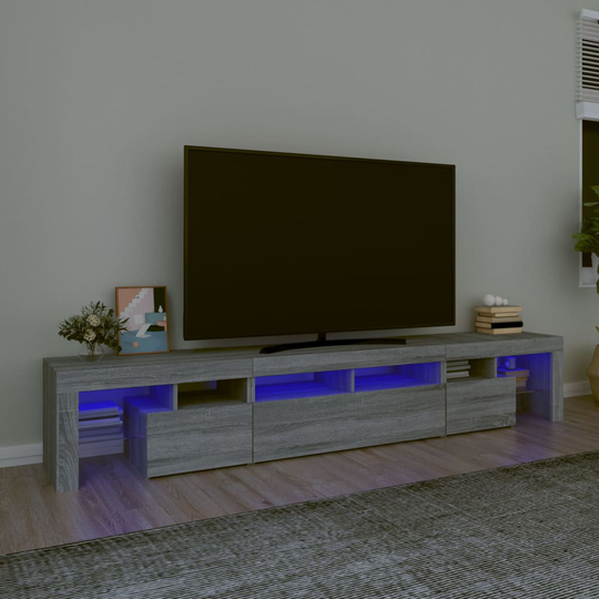vidaXL TV-taso LED-valoilla harmaa Sonoma 230x36,5x40 cm