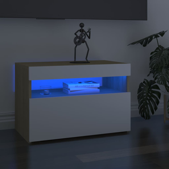 vidaXL TV-tasot LED-valoilla 2 kpl valk. ja Sonoma-tammi 60x35x40 cm