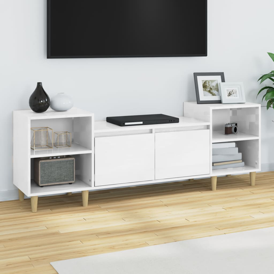 vidaXL TV-taso korkeakiilto valkoinen 160x35x55 cm tekninen puu