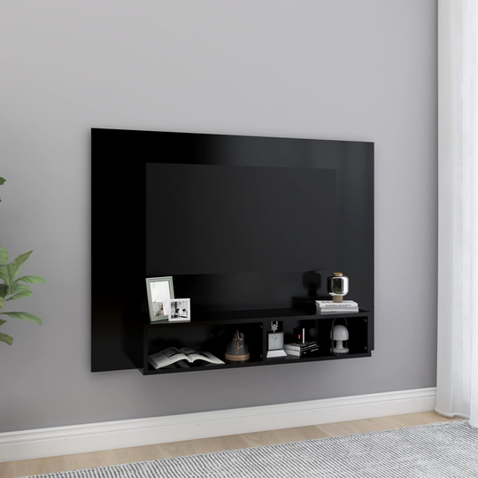 vidaXL TV-taso seinälle musta 120x23,5x90 cm lastulevy