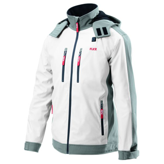 Flex TJD Lämpötakki valkoinen, softshell, ilman akkua ja laturia XXL