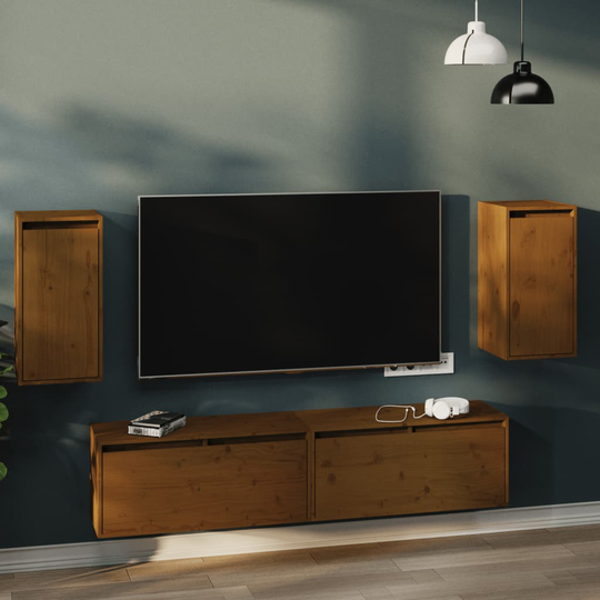 vidaXL Seinäkaapit 2 kpl hunajanruskea 30x30x60 cm täysi mänty
