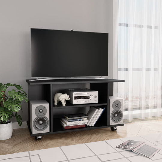 vidaXL TV-taso rullapyörillä musta 80x40x40 cm lastulevy