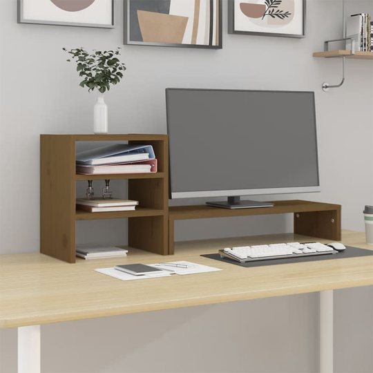vidaXL Näyttökoroke hunajanruskea 81x20x30 cm täysi mänty