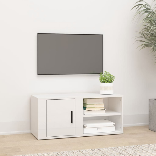 vidaXL TV-taso korkeakiilto valkoinen 80x31,5x36 cm tekninen puu