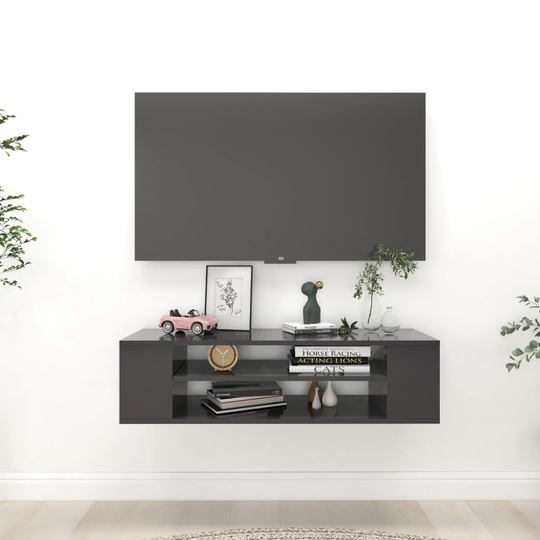 vidaXL Seinäkiinnitettävä TV-taso harmaa 100x30x26,5 cm lastulevy