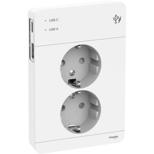 Schneider Electric Exxact Pistorasia USB liitin Valkoinen